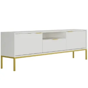 Obrazek Szafka RTV 175 Austin Biały/Złoty
