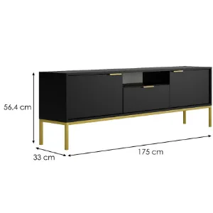 Obrazek Szafka RTV 175 Austin Czarny/Złoty