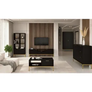 Obrazek Szafka RTV 175 Austin Czarny/Złoty