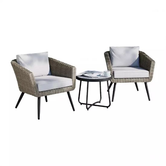 Obrazek Komplet mebli ogrodowych Norway 2+1 aluminium/technorattan