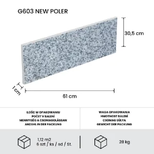 Obrazek Płyta Granitowa Grey Połysk G603 30,5x61x1cm NEW