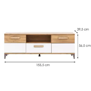 Obrazek Szafka RTV Snobi Sb01 Dąb Craft/Biel Alpejska