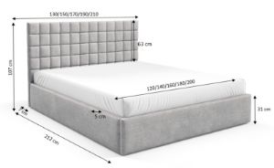 Obrazek Łóżko tapicerowane Lunara 160x200 kremowy