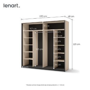 Obrazek Szafa przesuwna 220 z lustrem Enna EN-01