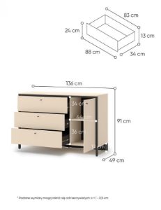 Obrazek Komoda jednodrzwiowa z szufladami Enna EN-04