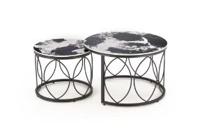 Obrazek Zestaw 2 ław Arnika czarny marmur/czarny