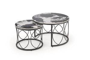 Obrazek Zestaw 2 ław Arnika czarny marmur/czarny