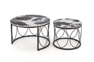 Obrazek Zestaw 2 ław Arnika czarny marmur/czarny