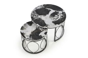 Obrazek Zestaw 2 ław Arnika czarny marmur/czarny