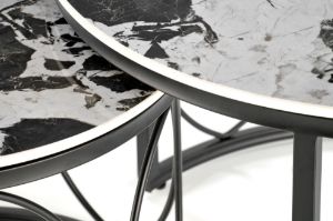 Obrazek Zestaw 2 ław Arnika czarny marmur/czarny