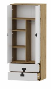 Obrazek Szafa dwudrzwiowa z szufladami Index 01 dąb artisan/biały połysk