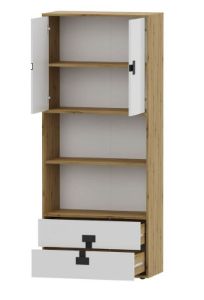 Obrazek Regał dwudrzwiowy z szufladami Index 05 dąb artisan/biały połysk