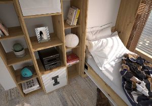 Obrazek Regał jednodrzwiowy z szufladami Index 06 dąb artisan/biały połysk