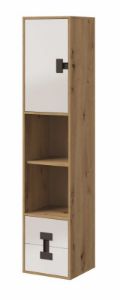 Obrazek Regał jednodrzwiowy z szufladami Index 06 dąb artisan/biały połysk