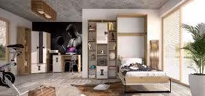 Obrazek Komoda jednodrzwiowa z szufladami Index 07 dąb artisan/biały połysk