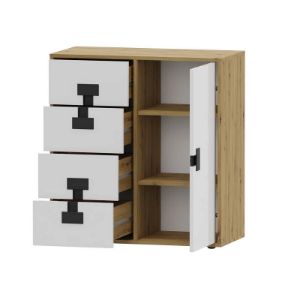 Obrazek Komoda jednodrzwiowa z szufladami Index 07 dąb artisan/biały połysk