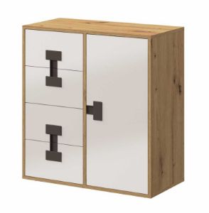 Obrazek Komoda jednodrzwiowa z szufladami Index 07 dąb artisan/biały połysk
