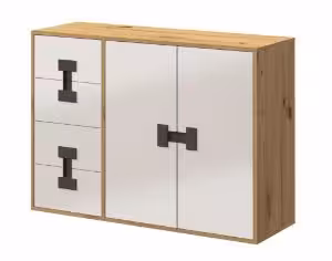 Obrazek Komoda dwudrzwiowa z szufladami Index 08 dąb artisan/biały połysk