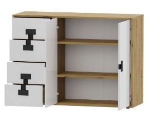 Obrazek Komoda dwudrzwiowa z szufladami Index 08 dąb artisan/biały połysk