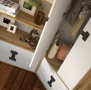 Obrazek Komoda rogowa trzydrzwiowa Index 09 dąb artisan/biały połysk