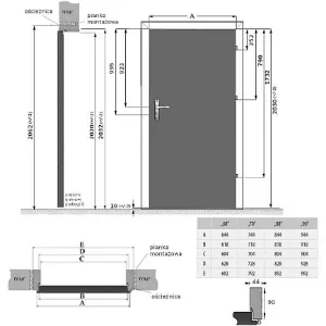 Obrazek Ościeżnica stała MDF 70L dąb grandson