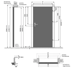Obrazek Ościeżnica regulowana 70L 100-139 Dąb Sonoma