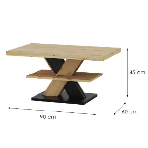 Obrazek Stolik Kawowy Cross Dąb Artisan/Czarny