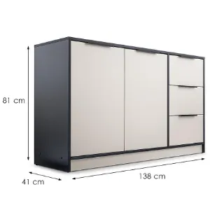 Obrazek Komoda Duarte 2d3s Kaszmir / Czarny