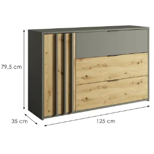 Obrazek Komoda Rimini 1d3sz Szary/Dąb Artisan