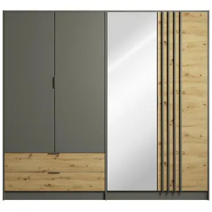 Obrazek Szafa Rimini 4d2s Szary/Dąb Artisan