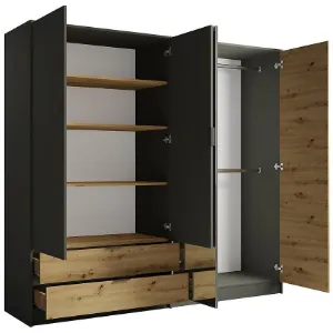 Obrazek Szafa Rimini 4d2s Szary/Dąb Artisan