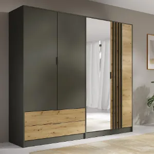 Obrazek Szafa Rimini 4d2s Szary/Dąb Artisan