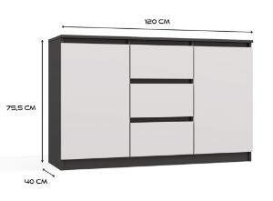 Obrazek Komoda Aramis 2D3S antracyt/biały
