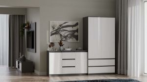 Obrazek Komoda Aramis 2D3S antracyt/biały