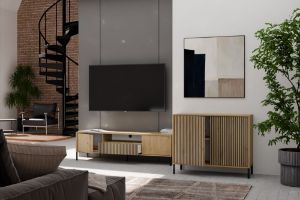 Obrazek Komoda Amaro 2D Slim dąb artisan ryflowany