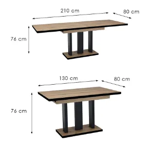 Obrazek Stół rozkładany Appia Black 210 dąb evoke