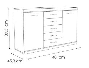 Obrazek Komoda dwudrzwiowa Imperial 2D-5S TYP 41