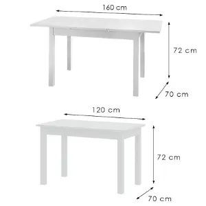 Obrazek Stół Rozkładany Neo 120/160x70 Biały