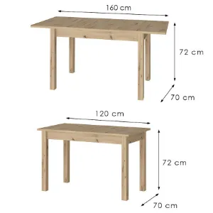 Obrazek Stół Rozkładany Neo 120/160x70 Wotan