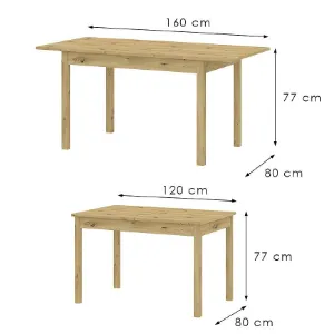 Obrazek Stół Rozkładany Sendi 120/160x80 Artisan