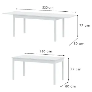 Obrazek Stół Rozkładany Sendi 160/240x80 Biały