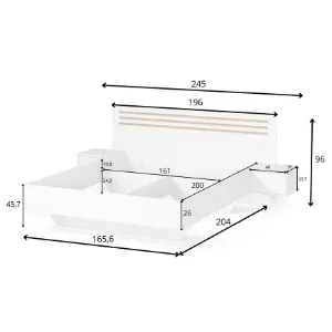 Obrazek Łóżko Florencja 160 Z Szafkami Biały/Dąb Artisan