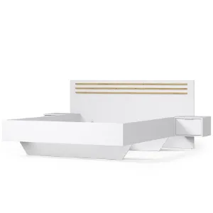 Obrazek Łóżko Florencja 160 Z Szafkami Biały/Dąb Artisan