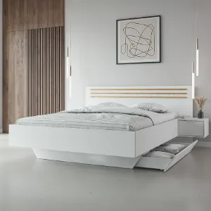 Obrazek Łóżko Florencja 160 Z Szafkami Biały/Dąb Artisan