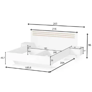 Obrazek Łóżko Florencja 180 Z Szafkami Biały/Dąb Artisan