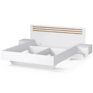 Obrazek Łóżko Florencja 180 Z Szafkami Biały/Dąb Artisan