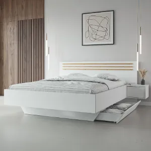 Obrazek Łóżko Florencja 180 Z Szafkami Biały/Dąb Artisan