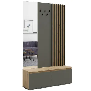 Obrazek Garderoba Doris 90b Dąb Artisan/Szary Z Lamelami