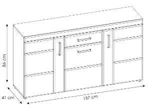Obrazek Komoda trzydrzwiowa Cortina z szufladą CNAK02