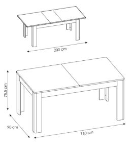 Obrazek Stół rozkładany Cortina 160-200 cm blat MDF CNAT03